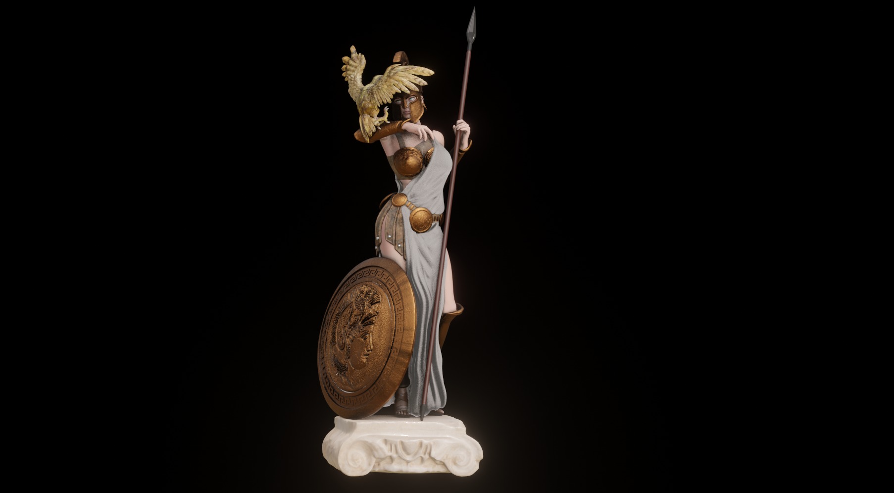 Athena Greek Goddess - 1to10 statue STL file 3D print model 3D print model_3