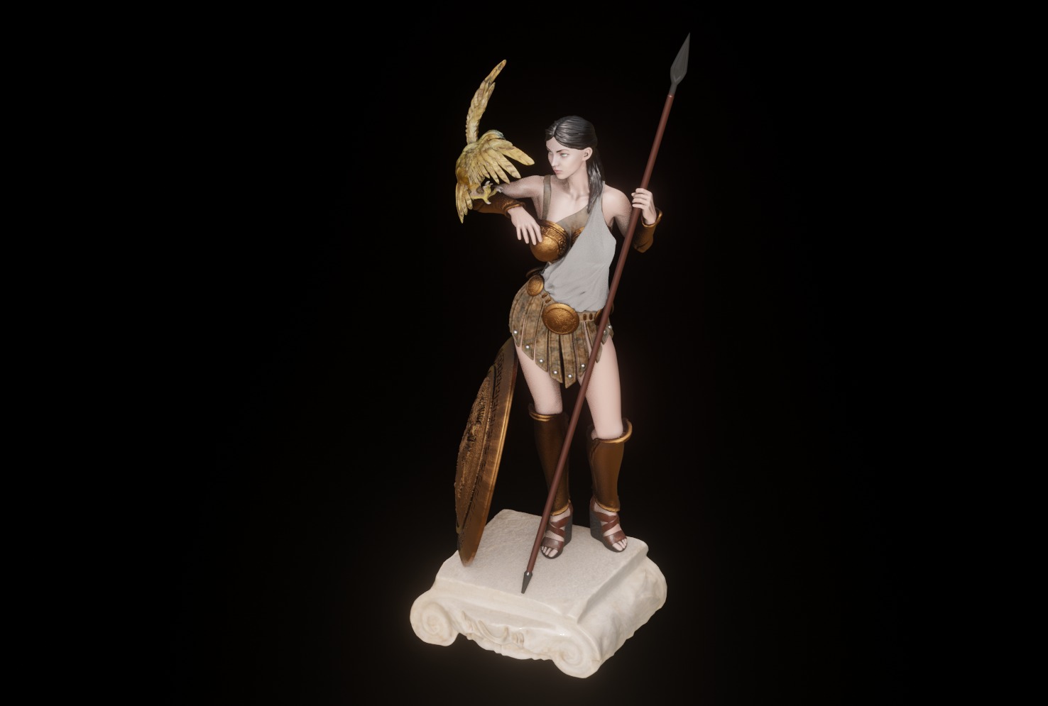 Athena Greek Goddess - 1to10 statue STL file 3D print model 3D print model_7