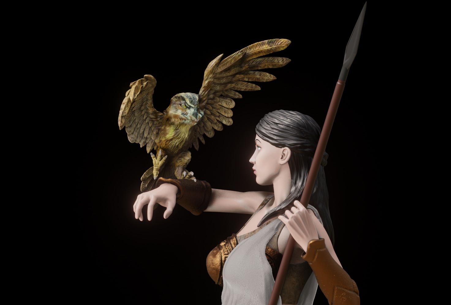 Athena Greek Goddess - 1to10 statue STL file 3D print model 3D print model_8