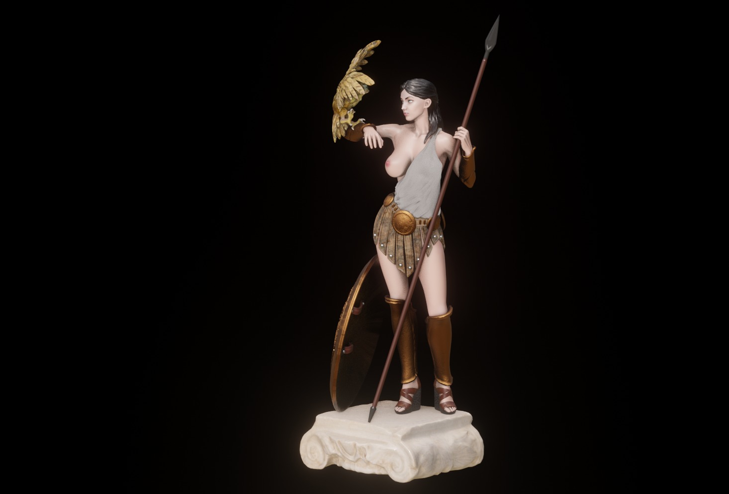 Athena Greek Goddess - 1to10 statue STL file 3D print model 3D print model_11