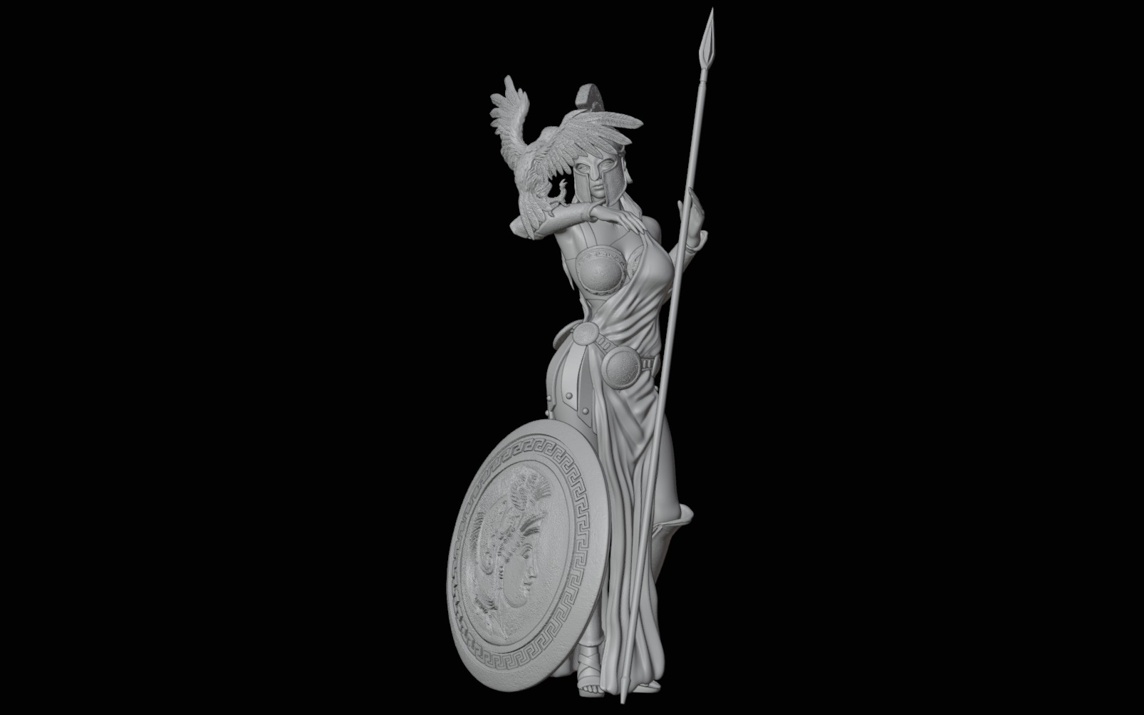 Athena Greek Goddess - 1to10 statue STL file 3D print model 3D print model_21