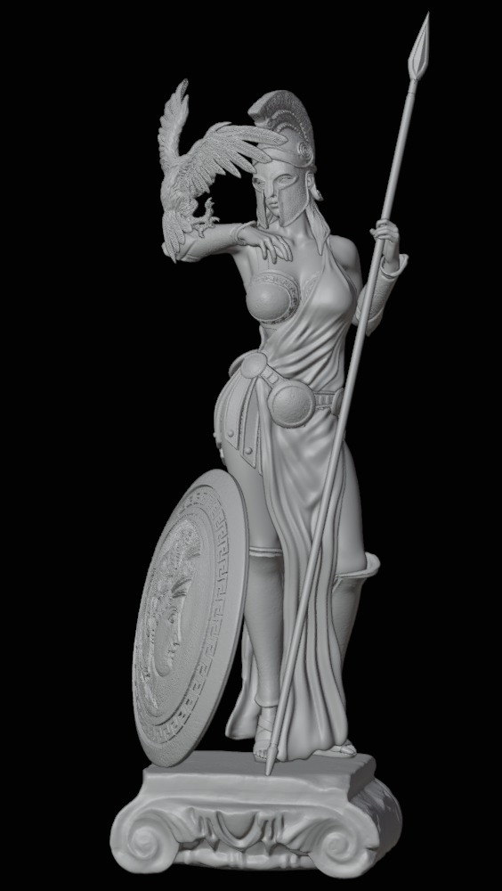 Athena Greek Goddess - 1to10 statue STL file 3D print model 3D print model_26