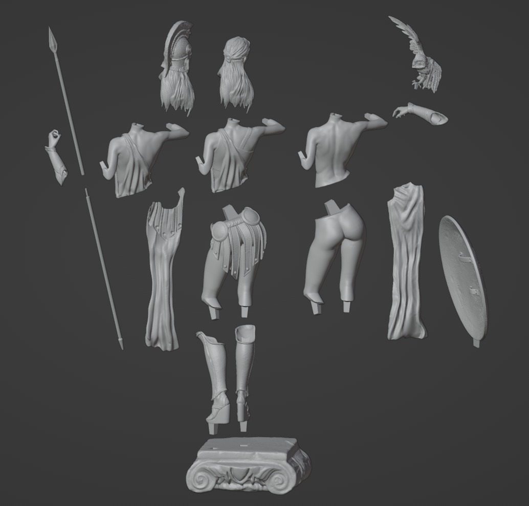 Athena Greek Goddess - 1to10 statue STL file 3D print model 3D print model_29