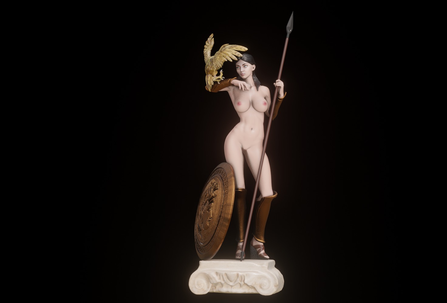 Athena Greek Goddess - 1to10 statue STL file 3D print model 3D print model_14