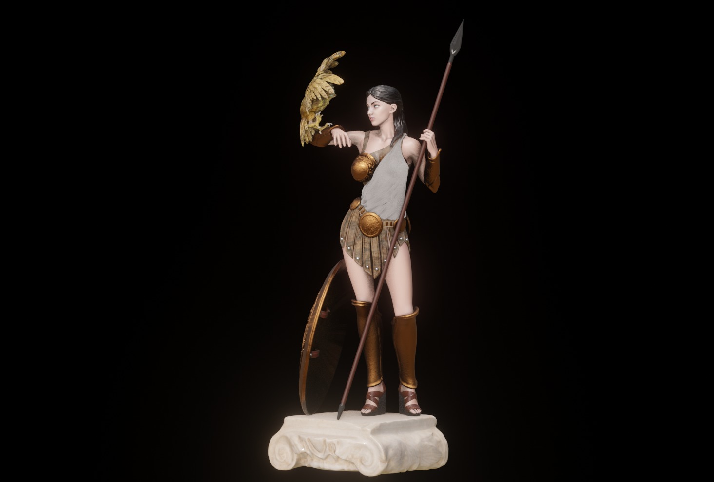 Athena Greek Goddess - 1to10 statue STL file 3D print model 3D print model_4