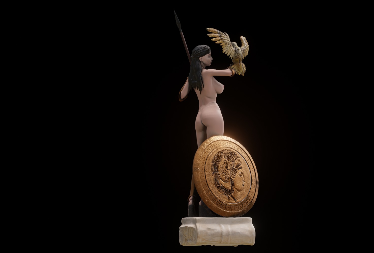 Athena Greek Goddess - 1to10 statue STL file 3D print model 3D print model_15