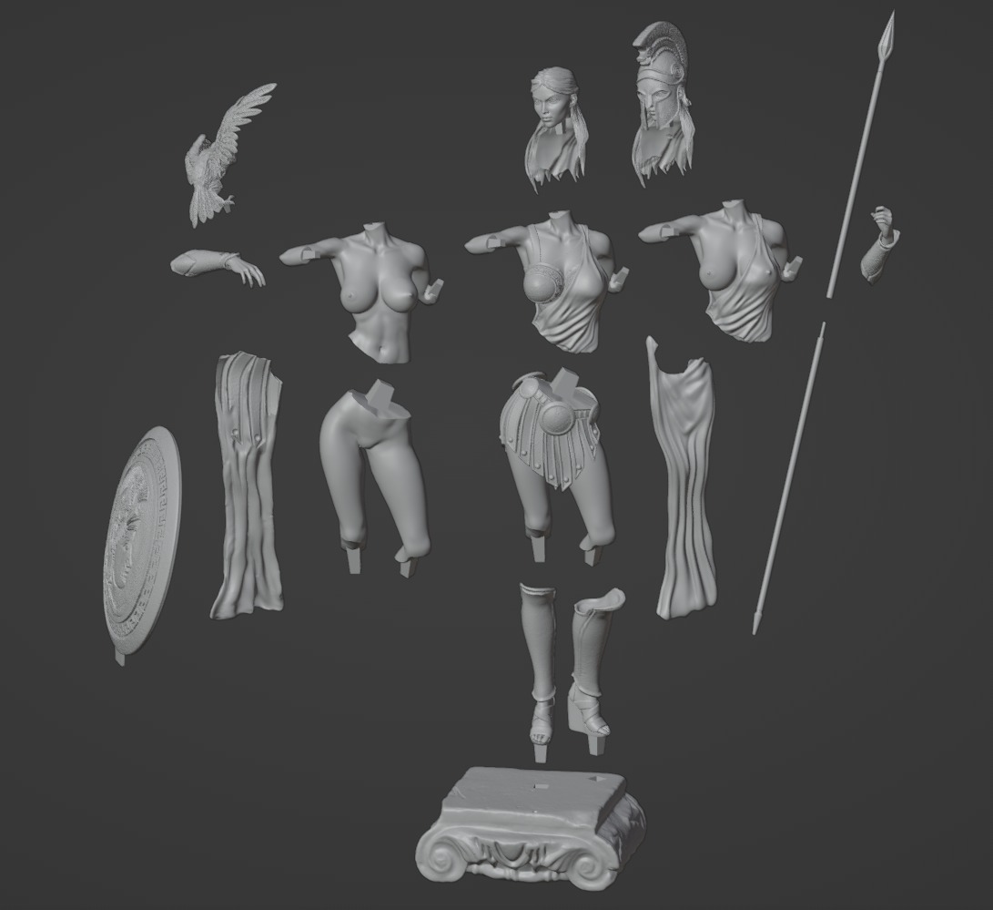 Athena Greek Goddess - 1to10 statue STL file 3D print model 3D print model_28