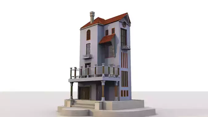 Simple Toon House Arch 3D model 101