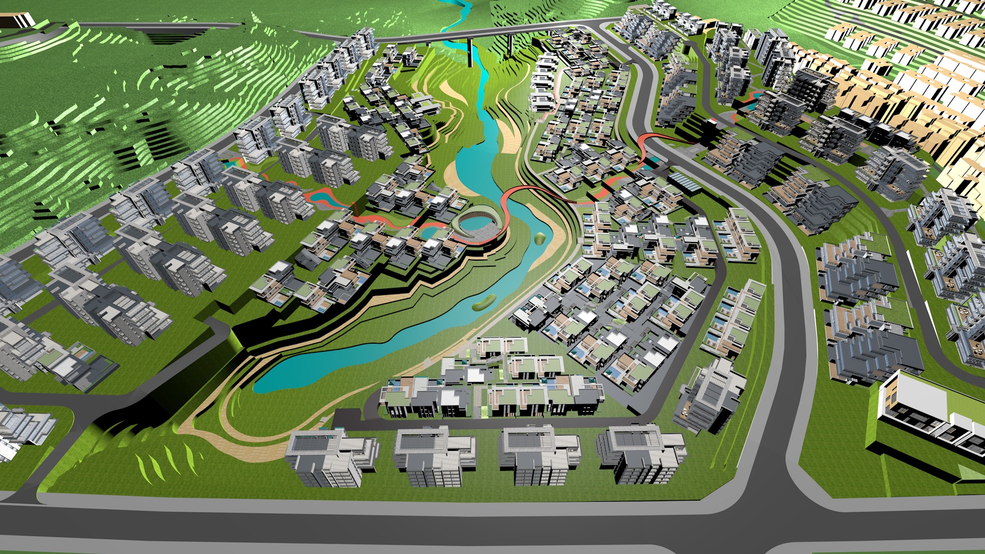 Buildings City building industrial park commercial housing 3D model_4
