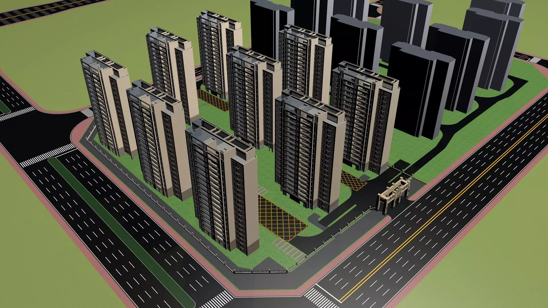 Buildings City building industrial park commercial housing 3D model_0