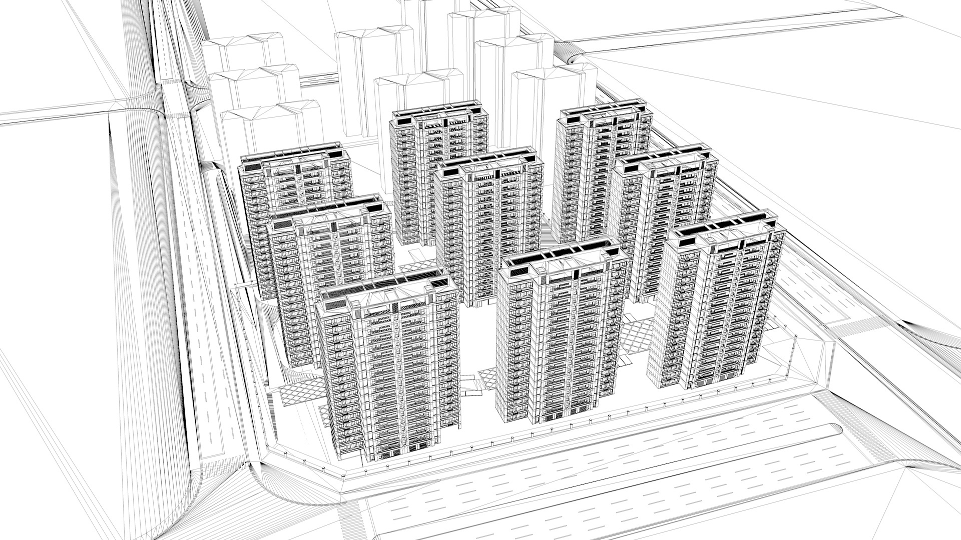 Buildings City building industrial park commercial housing 3D model_8