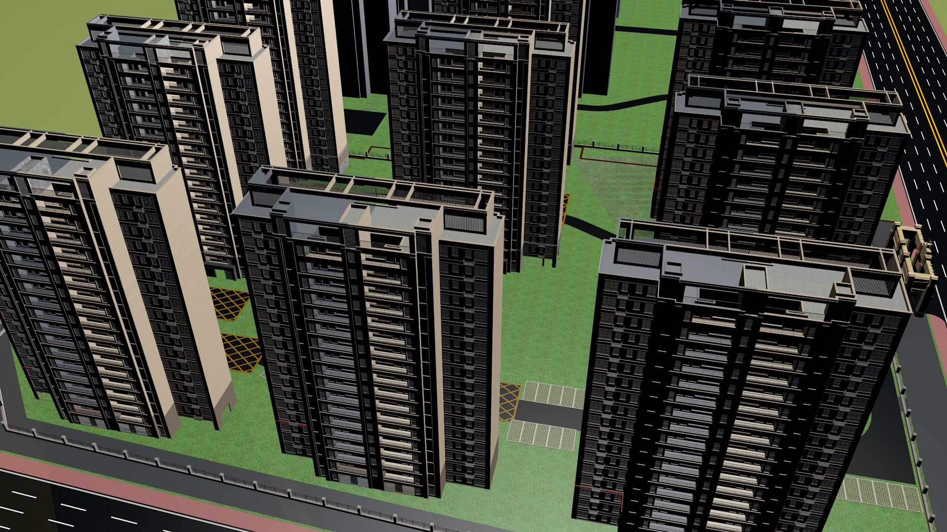 Buildings City building industrial park commercial housing 3D model_3