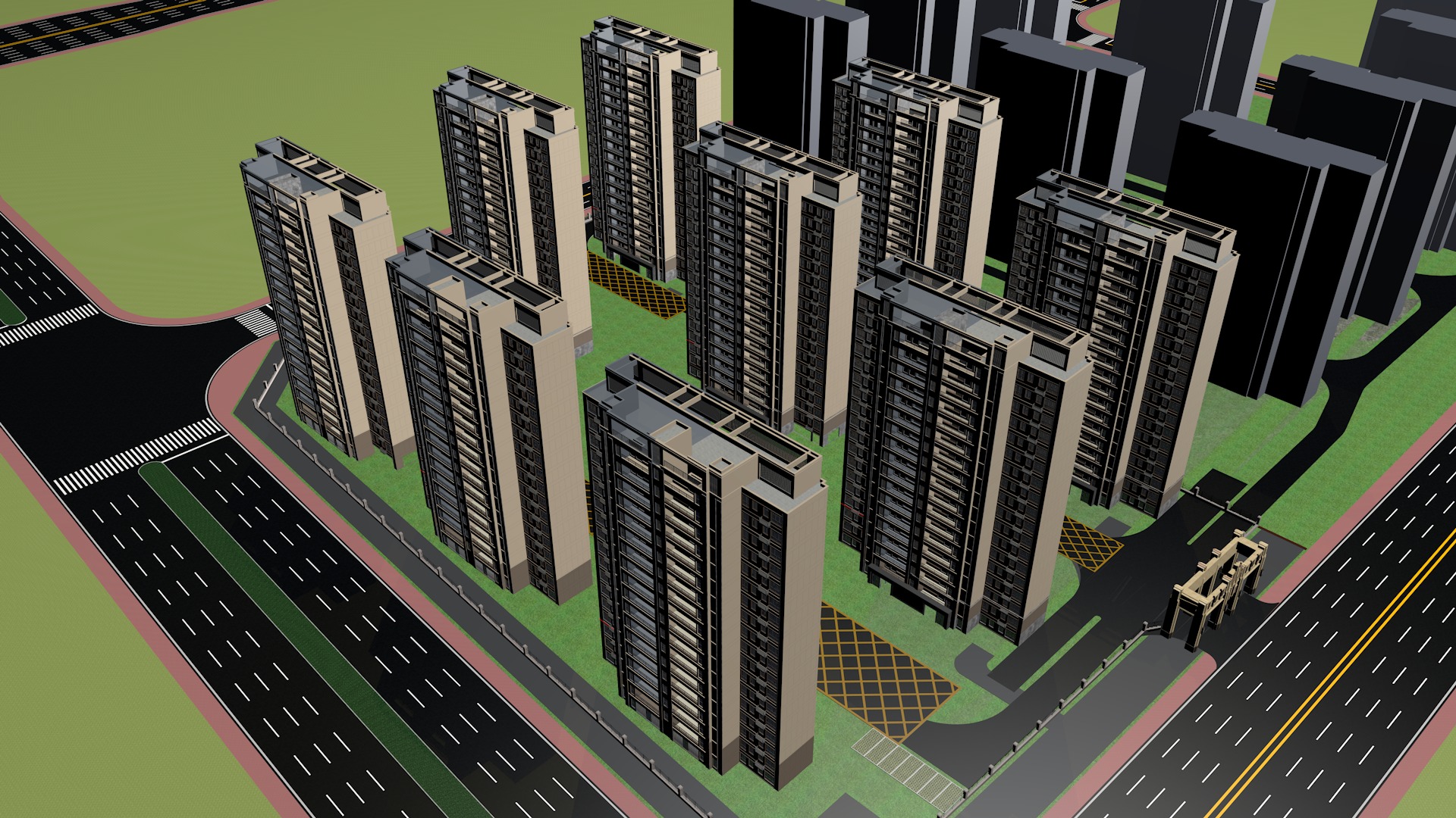 Buildings City building industrial park commercial housing 3D model_1