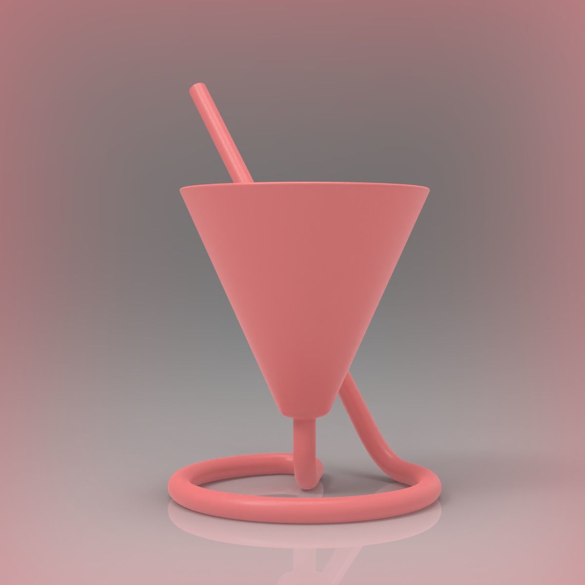 Mocktail Glass with Inbuilt Straw 3D print model_13
