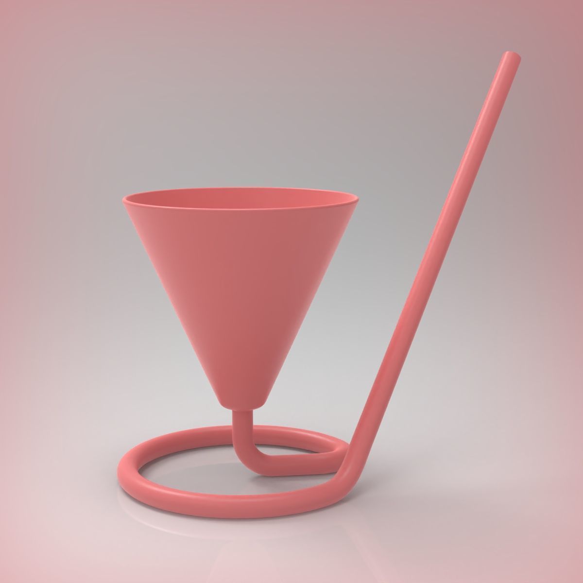 Mocktail Glass with Inbuilt Straw 3D print model_5