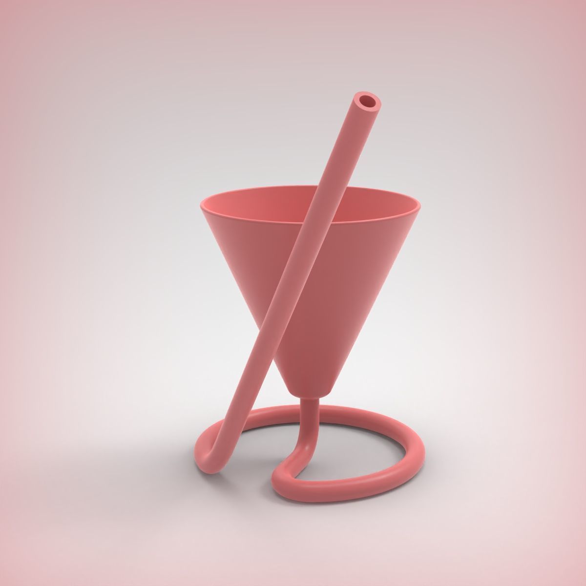 Mocktail Glass with Inbuilt Straw 3D print model_1