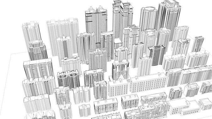Buildings City building industrial park commercial housing 3D model 6