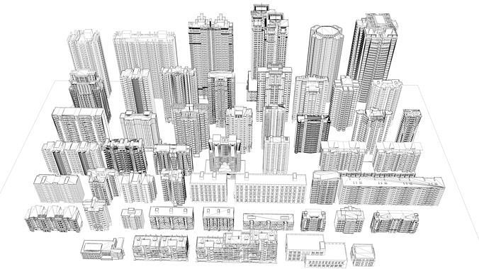 Buildings City building industrial park commercial housing 3D model 4