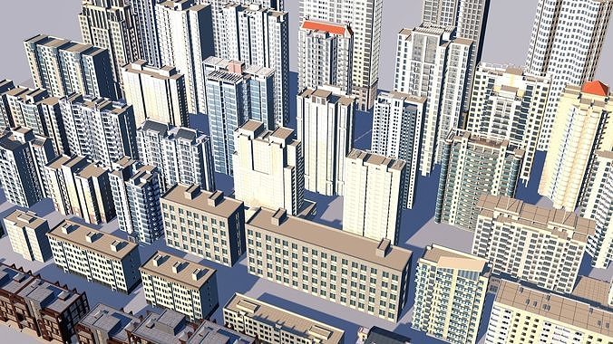 Buildings City building industrial park commercial housing 3D model 7