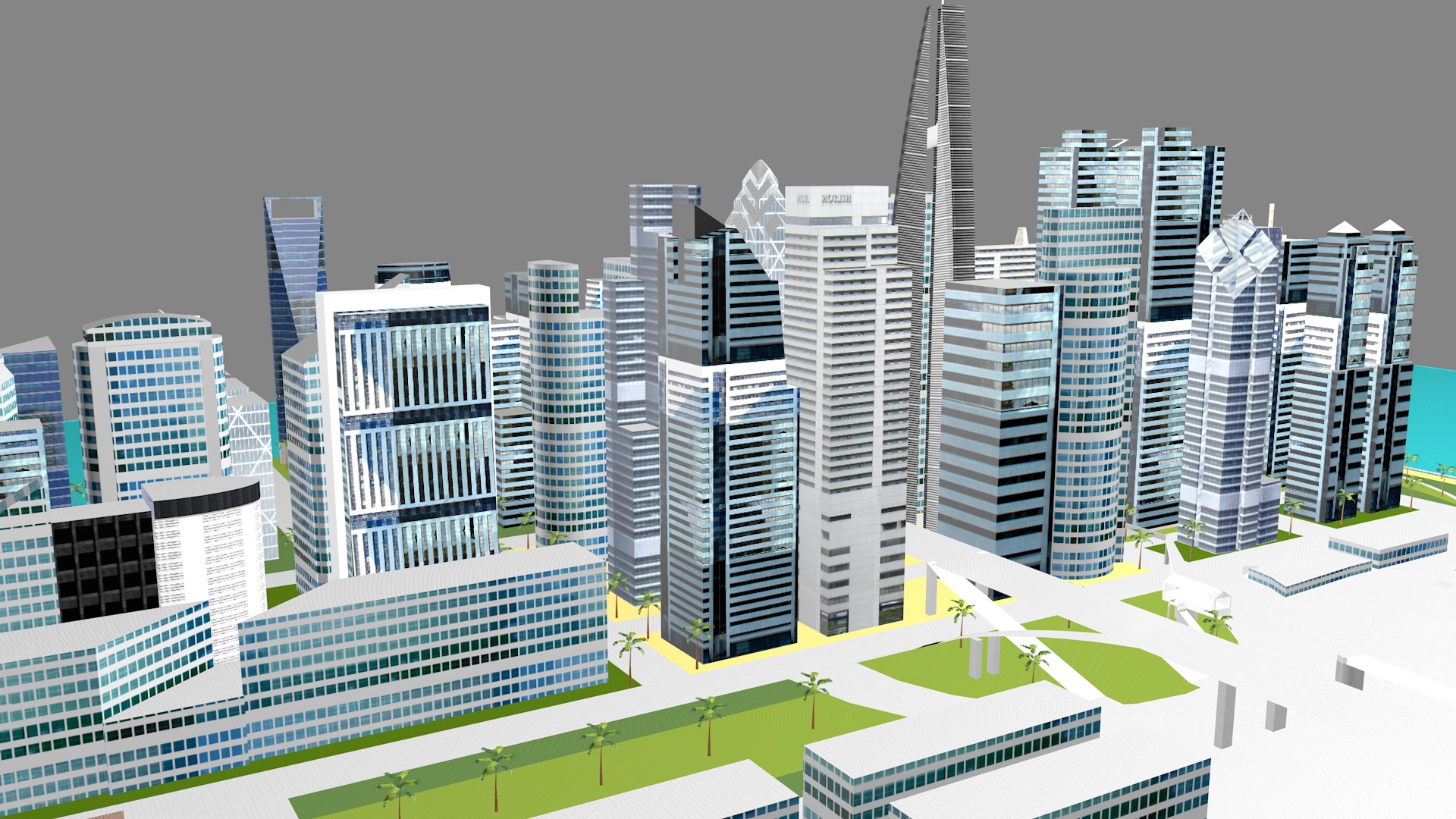 Modern urban high-rise buildings building ancillary buildings 3D model_4