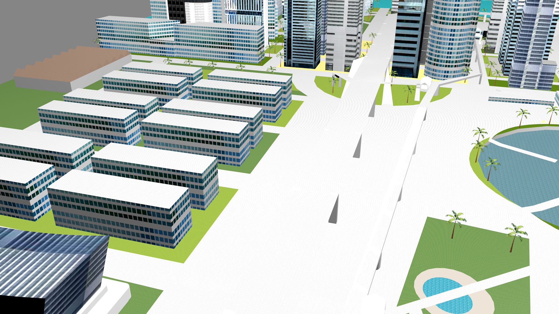 Modern urban high-rise buildings building ancillary buildings 3D model_13