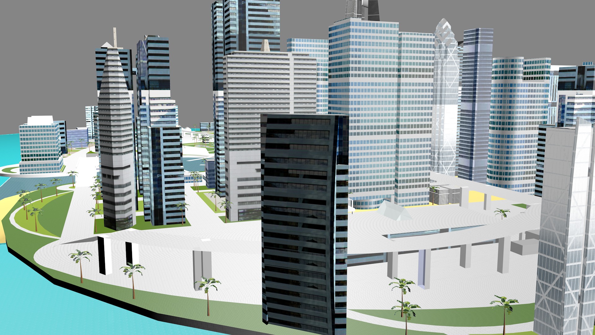 Modern urban high-rise buildings building ancillary buildings 3D model_8