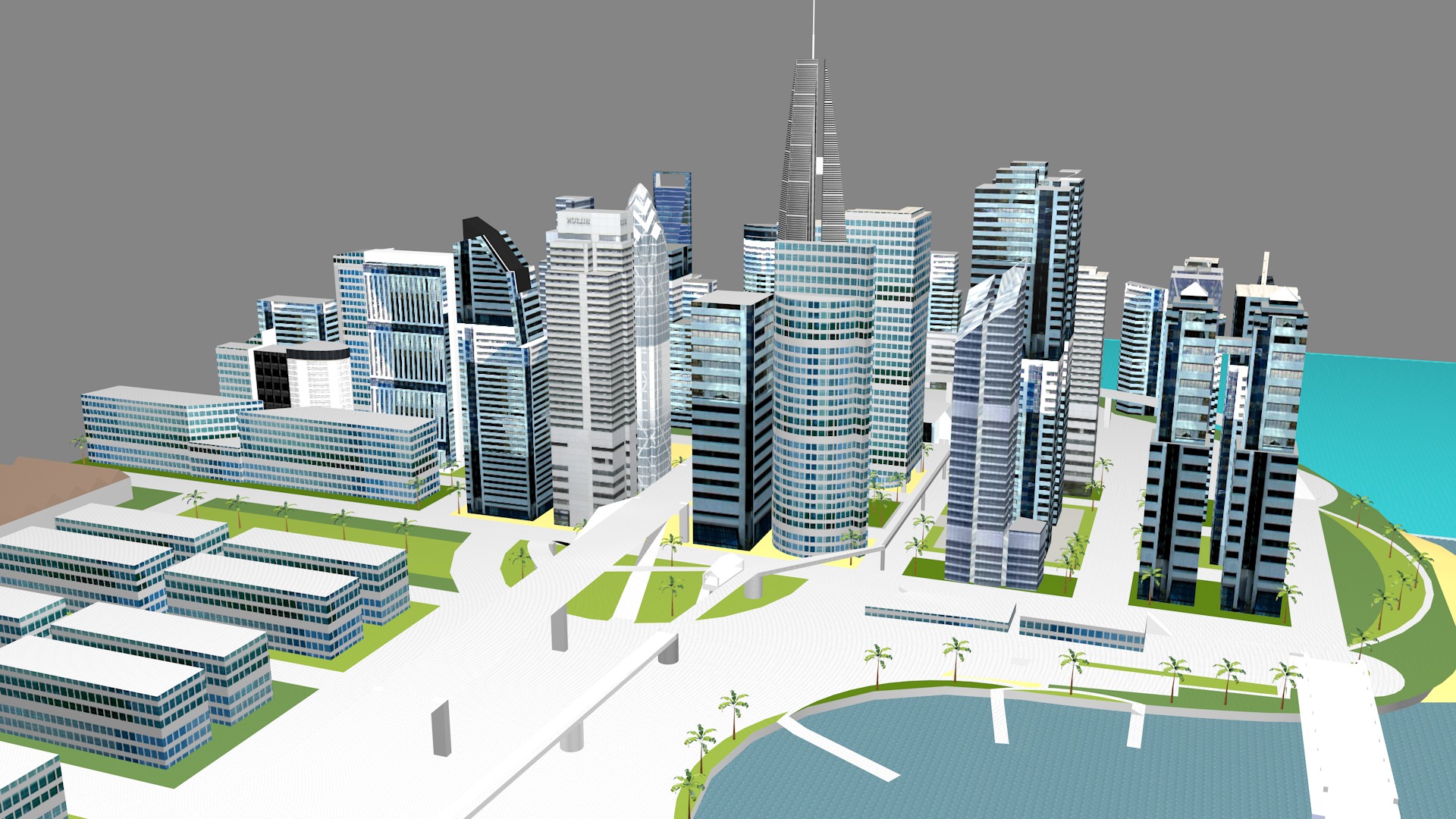 Modern urban high-rise buildings building ancillary buildings 3D model_5