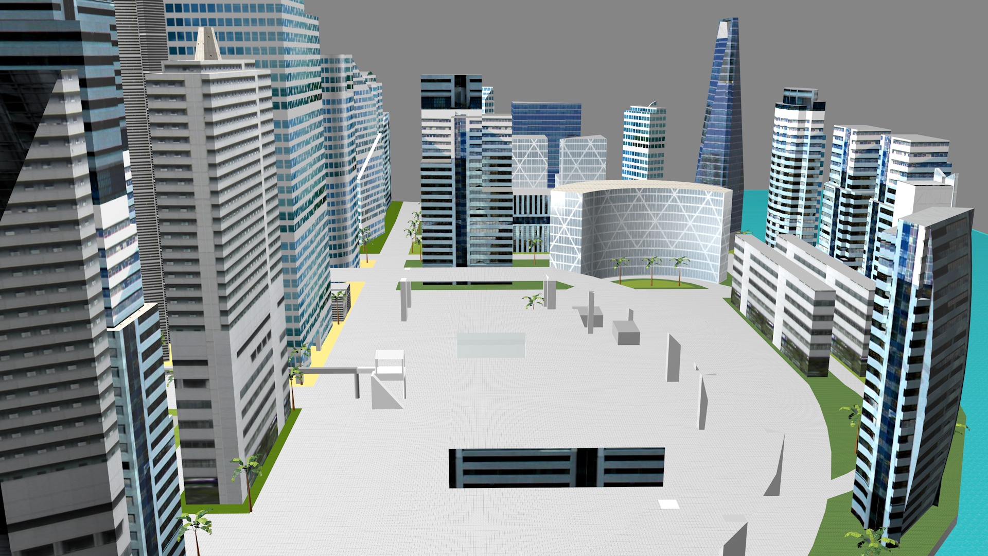 Modern urban high-rise buildings building ancillary buildings 3D model_7