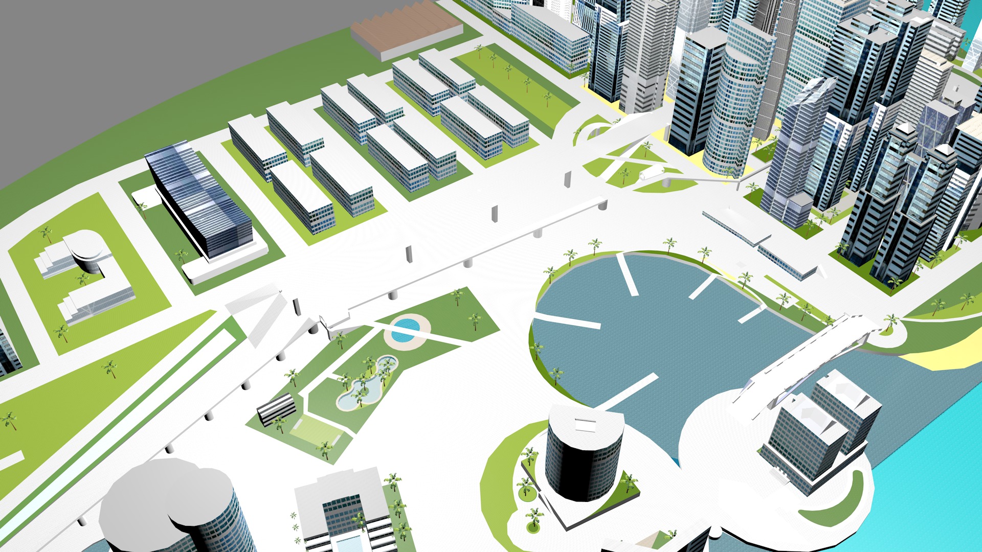 Modern urban high-rise buildings building ancillary buildings 3D model_11