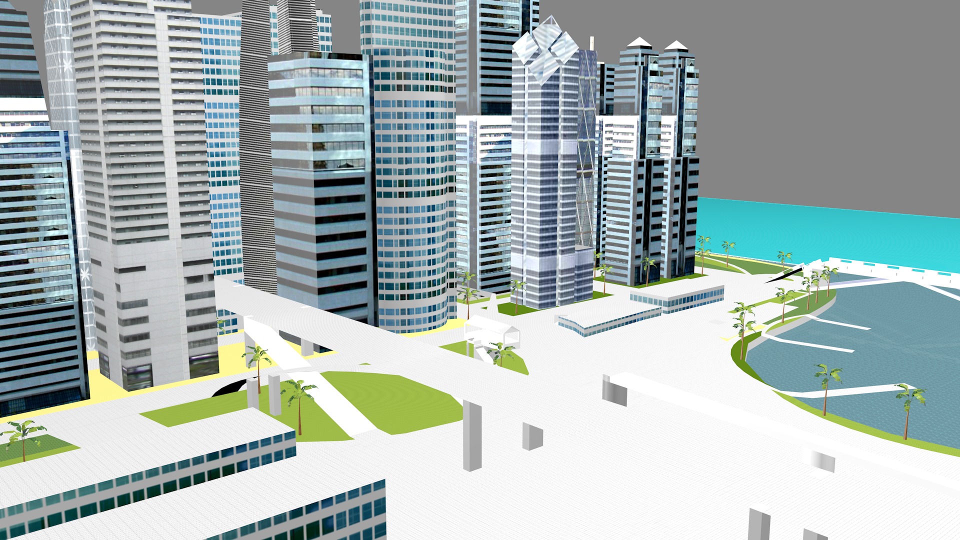 Modern urban high-rise buildings building ancillary buildings 3D model_18