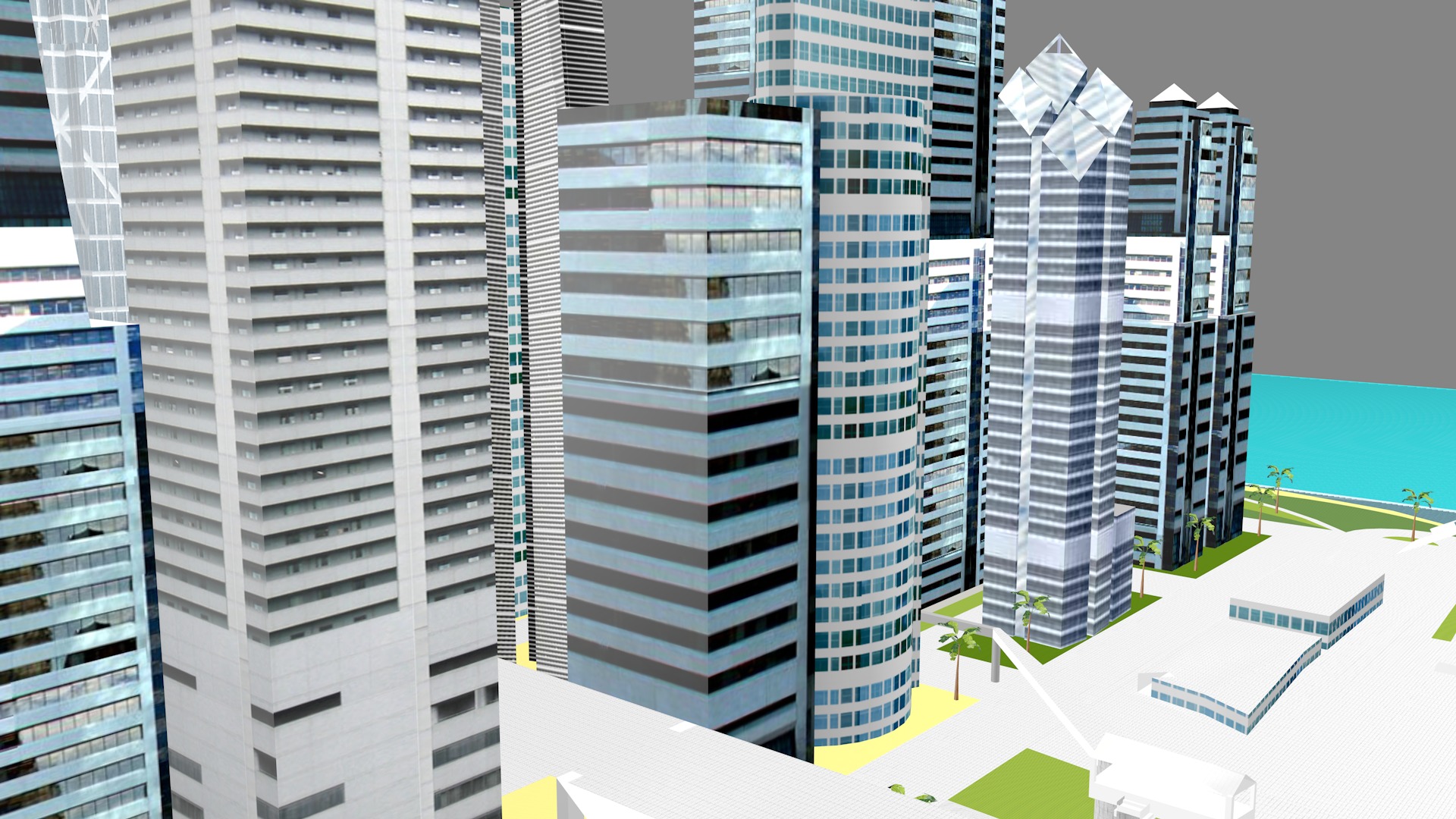 Modern urban high-rise buildings building ancillary buildings 3D model_3
