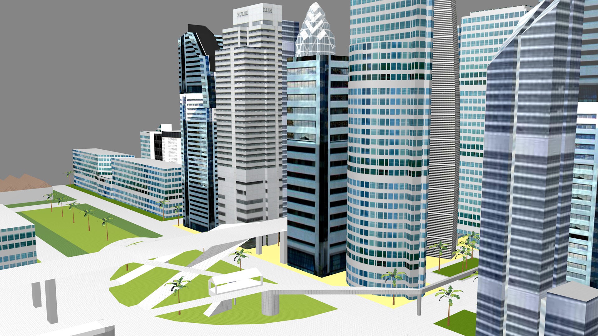 Modern urban high-rise buildings building ancillary buildings 3D model_2