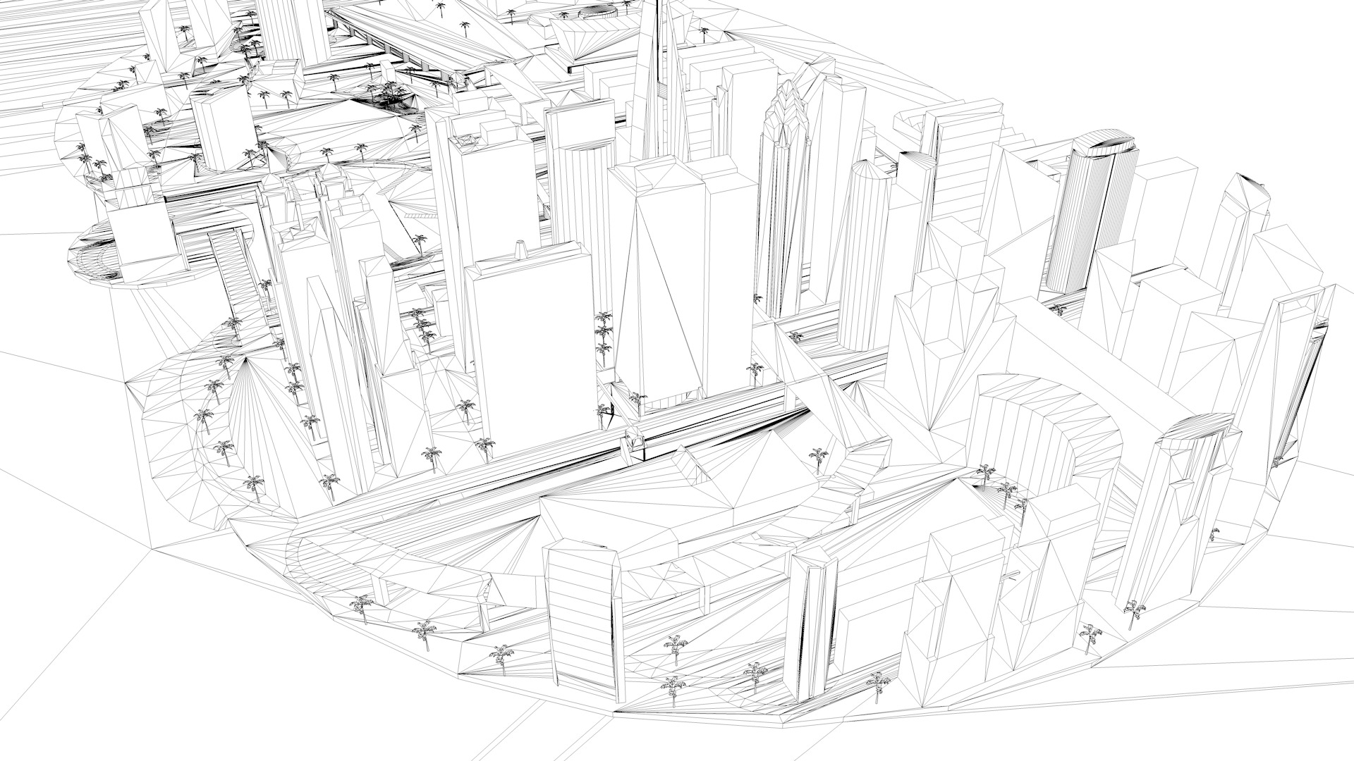 Modern urban high-rise buildings building ancillary buildings 3D model_10