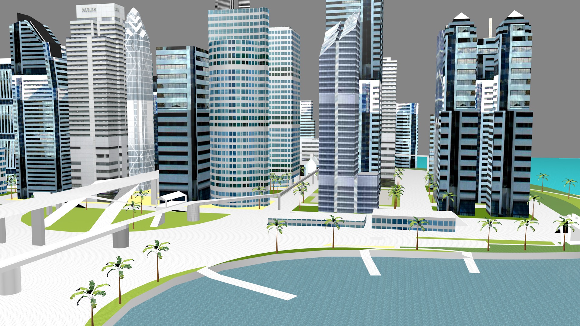 Modern urban high-rise buildings building ancillary buildings 3D model_16