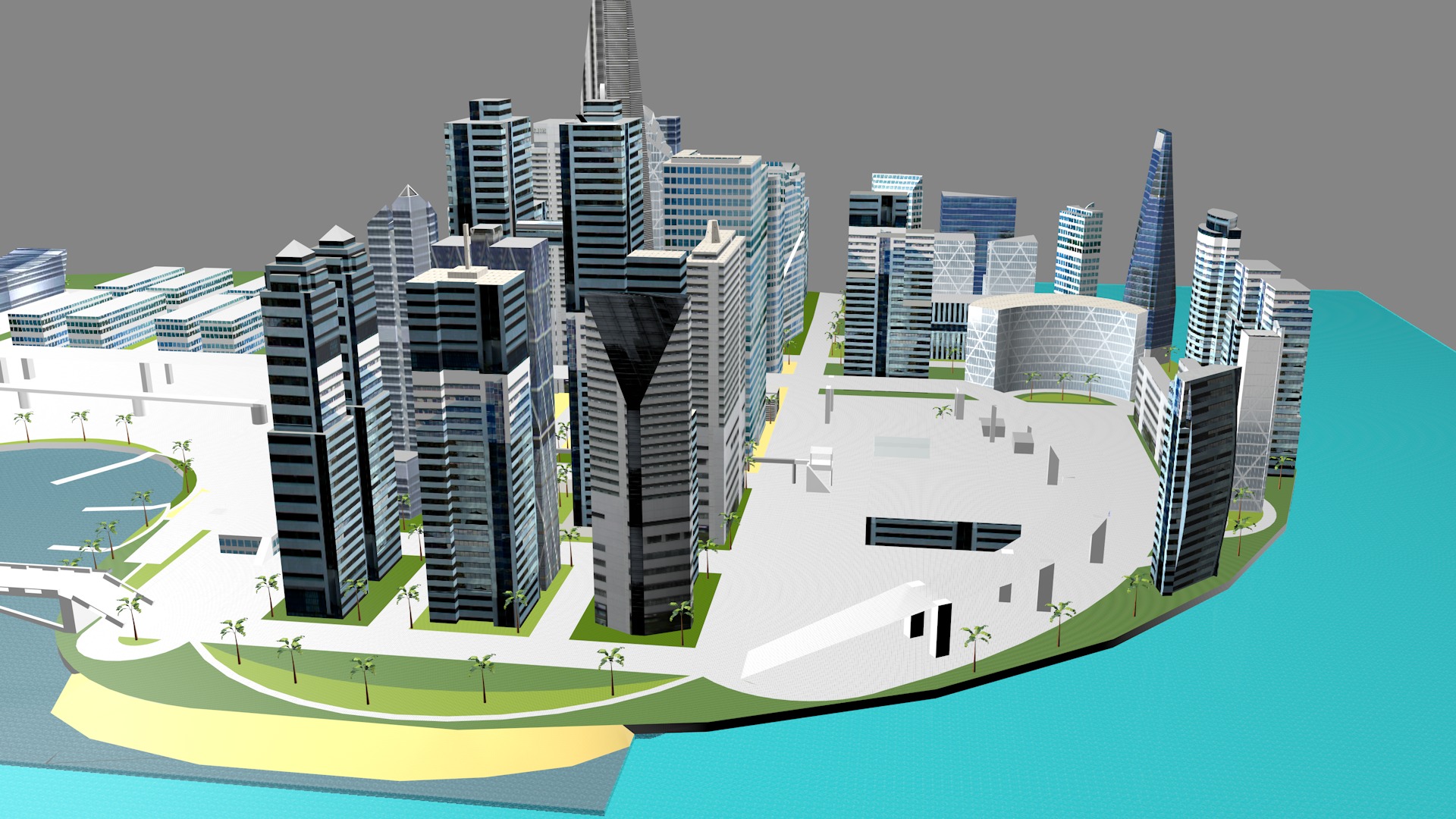 Modern urban high-rise buildings building ancillary buildings 3D model_6