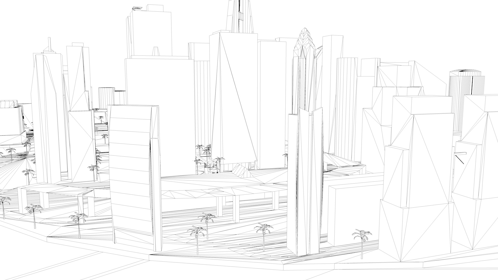 Modern urban high-rise buildings building ancillary buildings 3D model_9