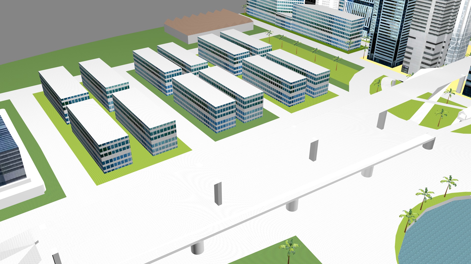 Modern urban high-rise buildings building ancillary buildings 3D model_12