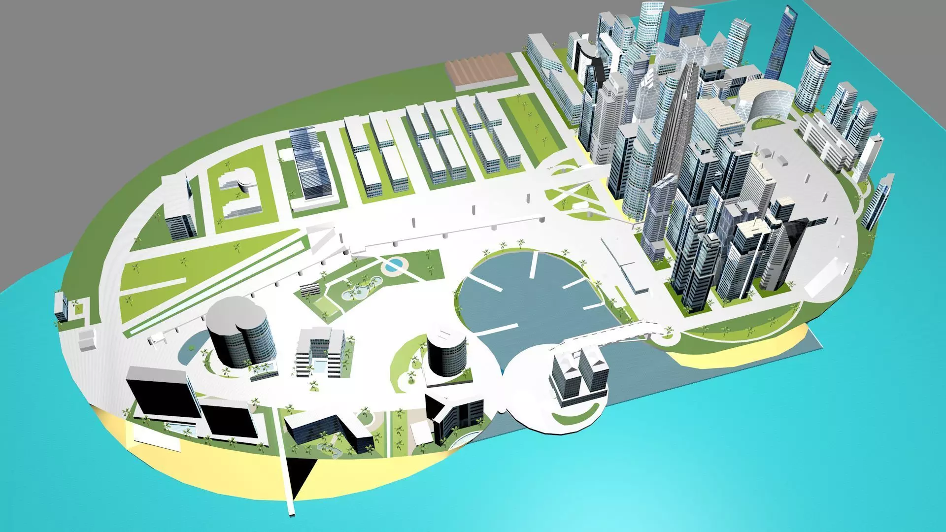 Modern urban high-rise buildings building ancillary buildings 3D model_0