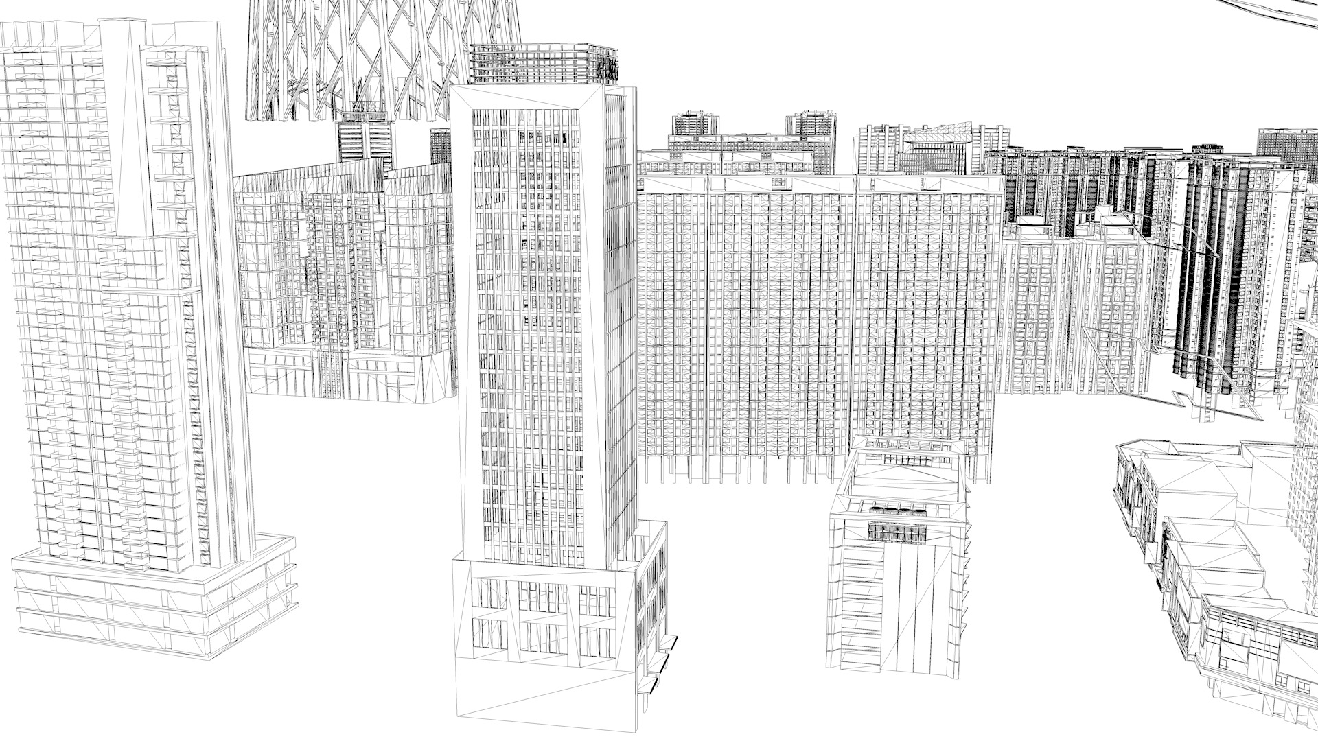 Modern office building Guangzhou Tower small Manwaist office 3D model_19