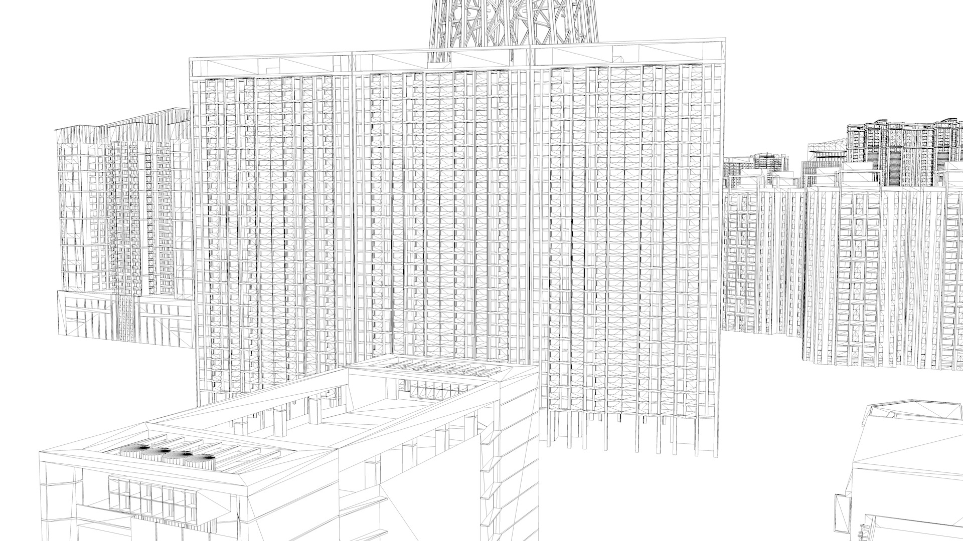 Modern office building Guangzhou Tower small Manwaist office 3D model_23