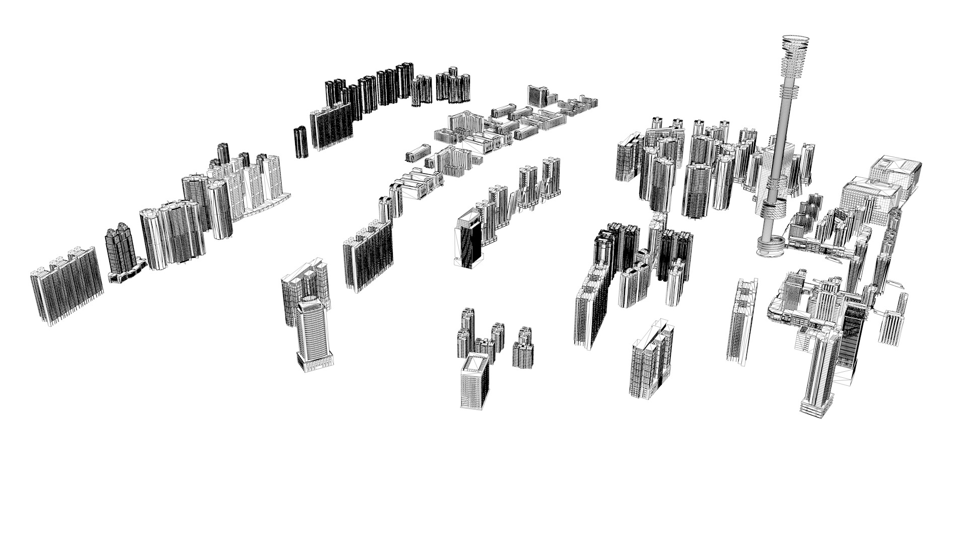 Modern office building Guangzhou Tower small Manwaist office 3D model_31