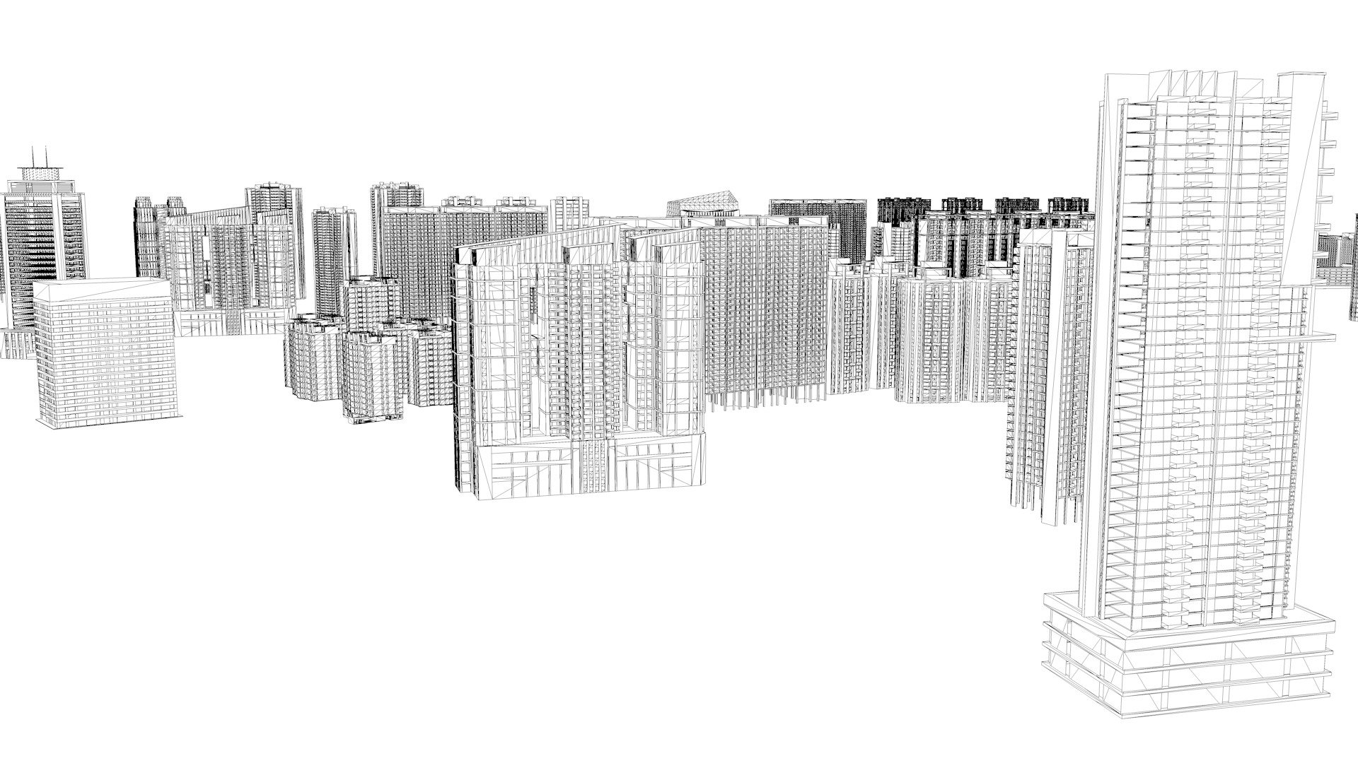 Modern office building Guangzhou Tower small Manwaist office 3D model_26