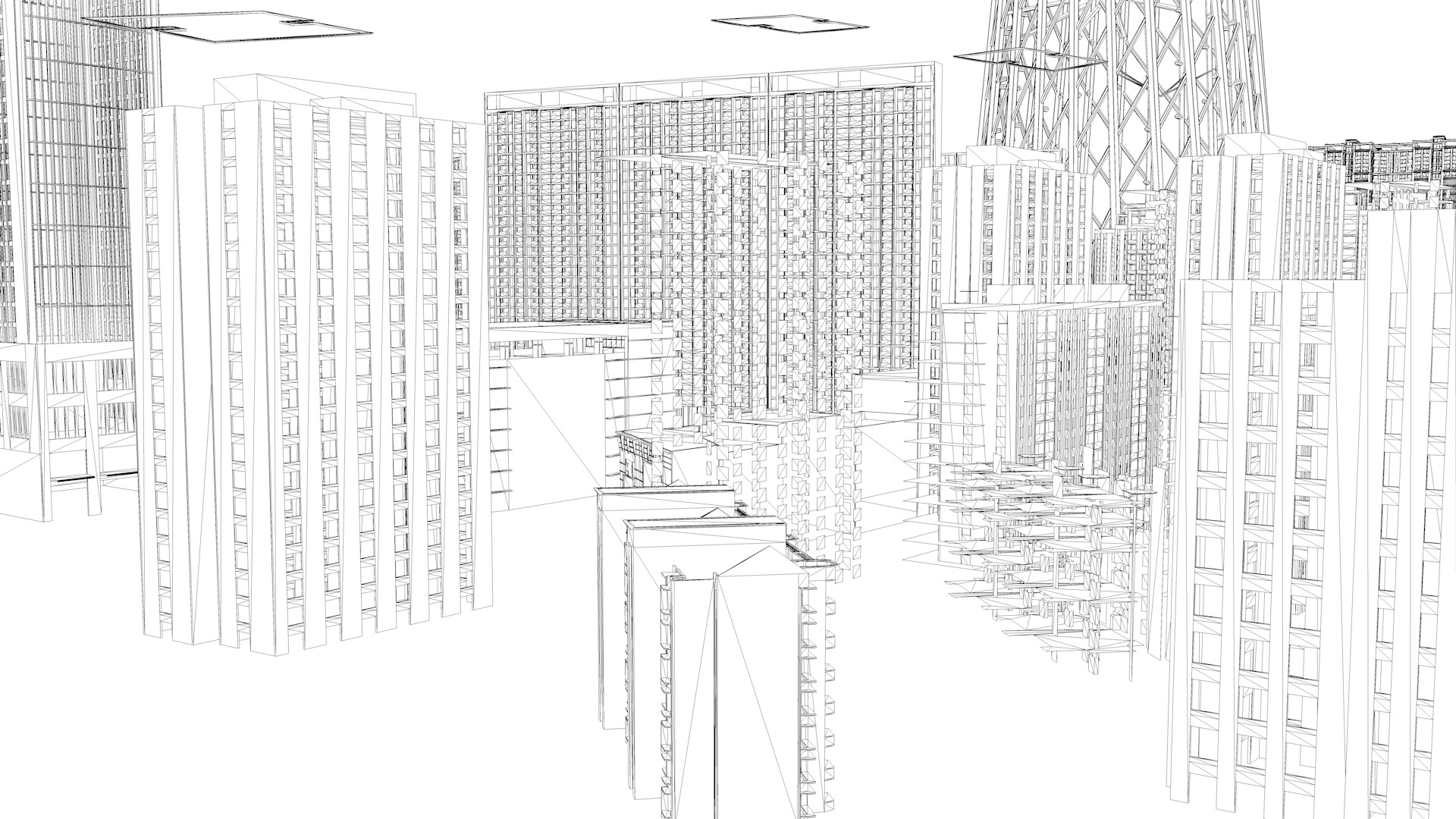 Modern office building Guangzhou Tower small Manwaist office 3D model_18