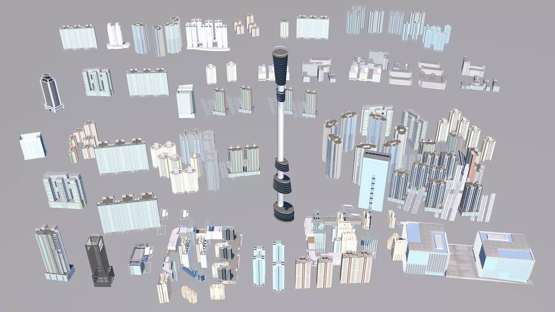 Modern office building Guangzhou Tower small Manwaist office 3D model_0