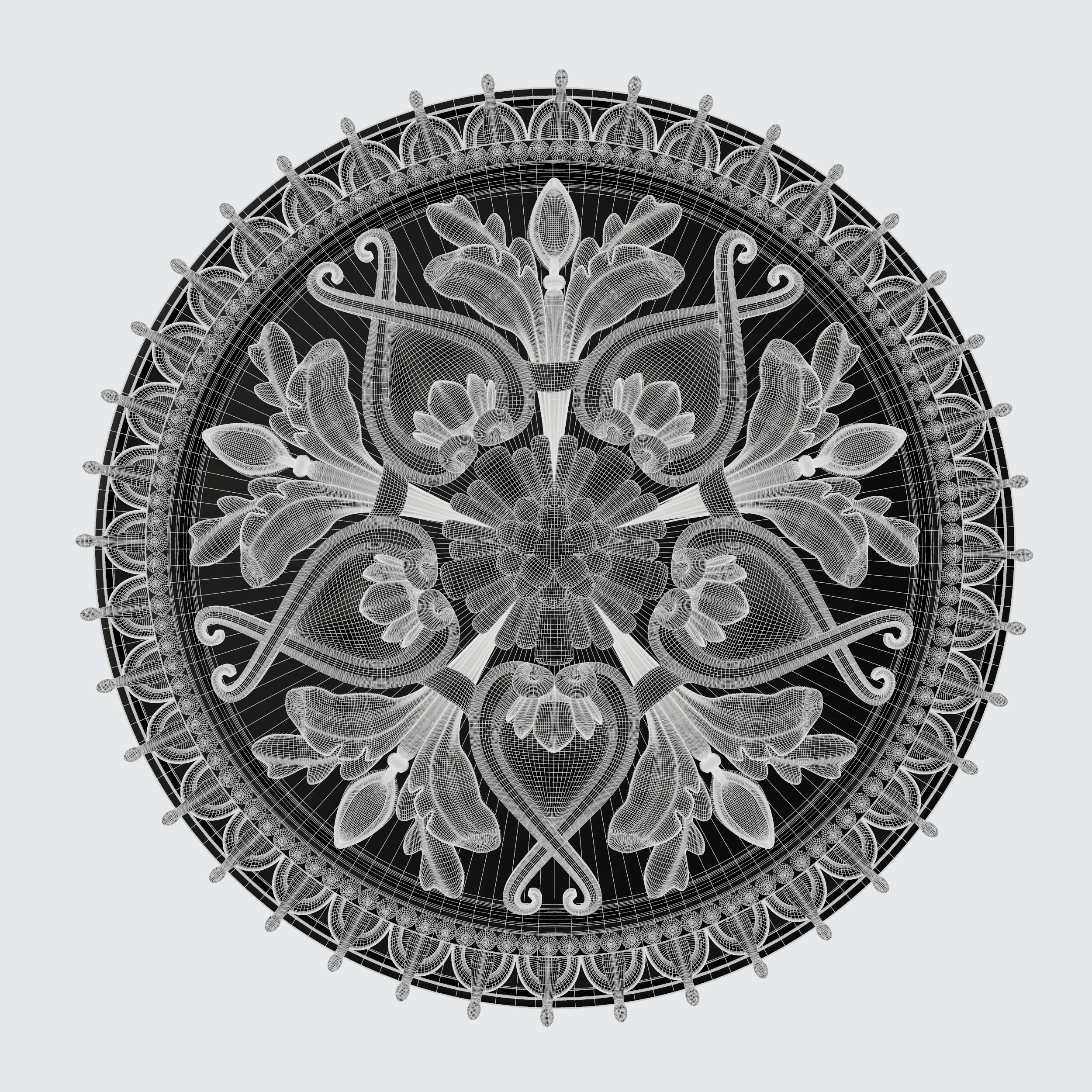 Architectural ornament in a circle 3D model_13