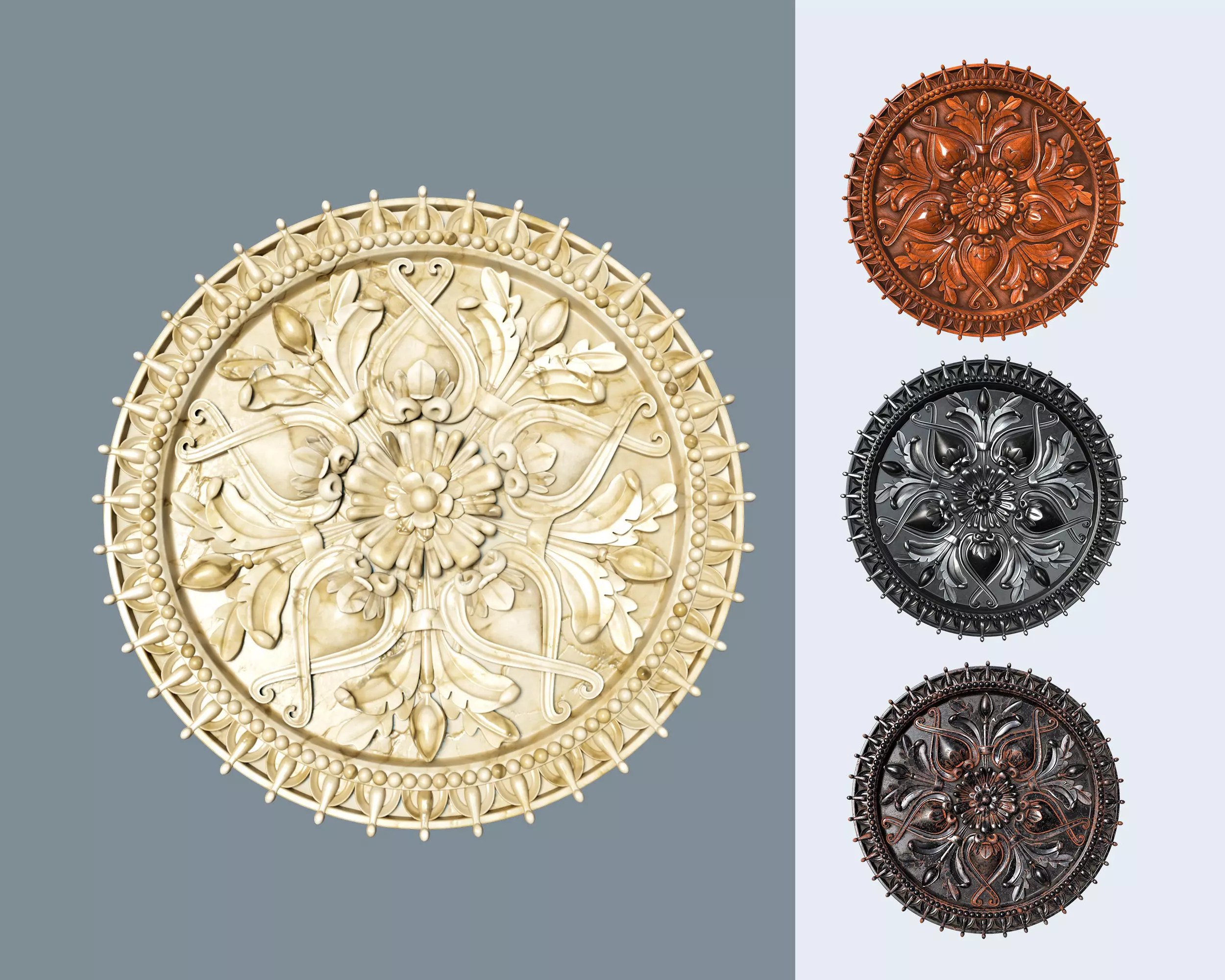 Architectural ornament in a circle 3D model_0