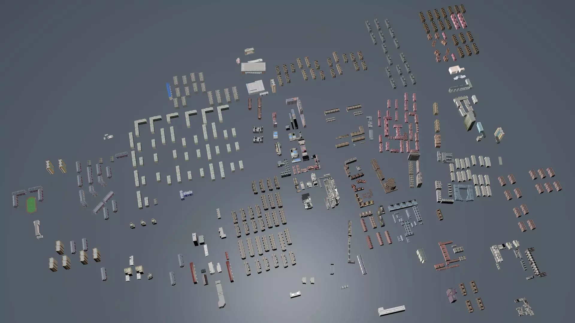 Modern birdseye view of urban planning Urban buildings office 3D model_0