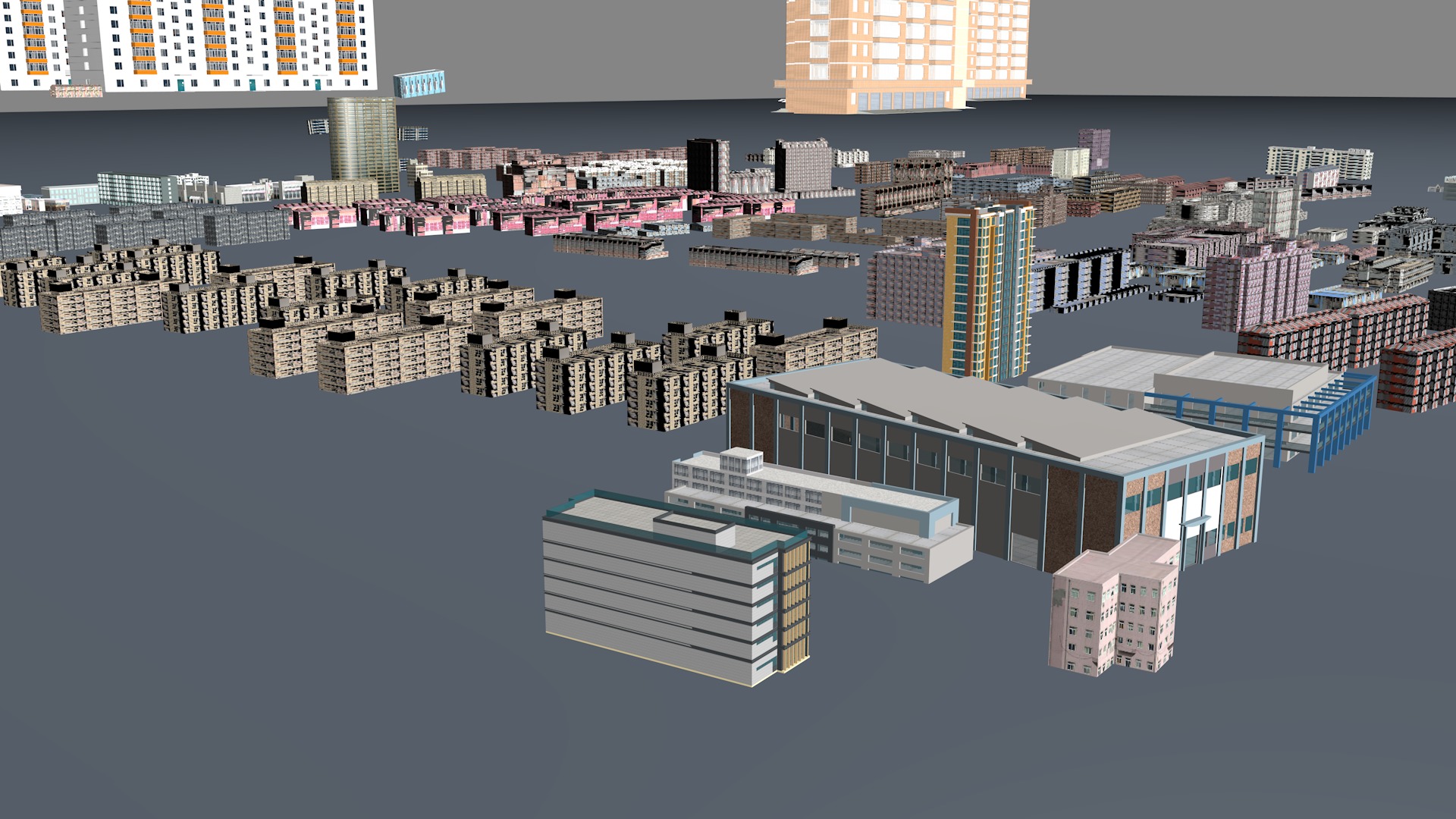 Modern birdseye view of urban planning Urban buildings office 3D model_16