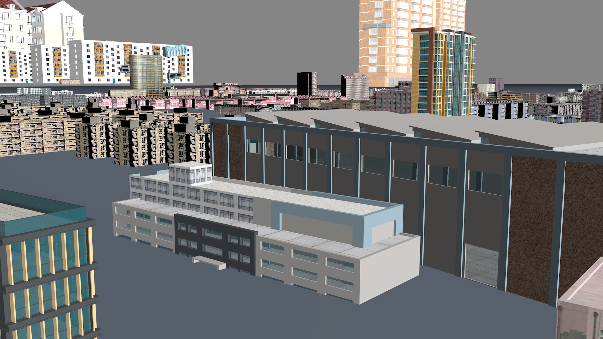 Modern birdseye view of urban planning Urban buildings office 3D model_17