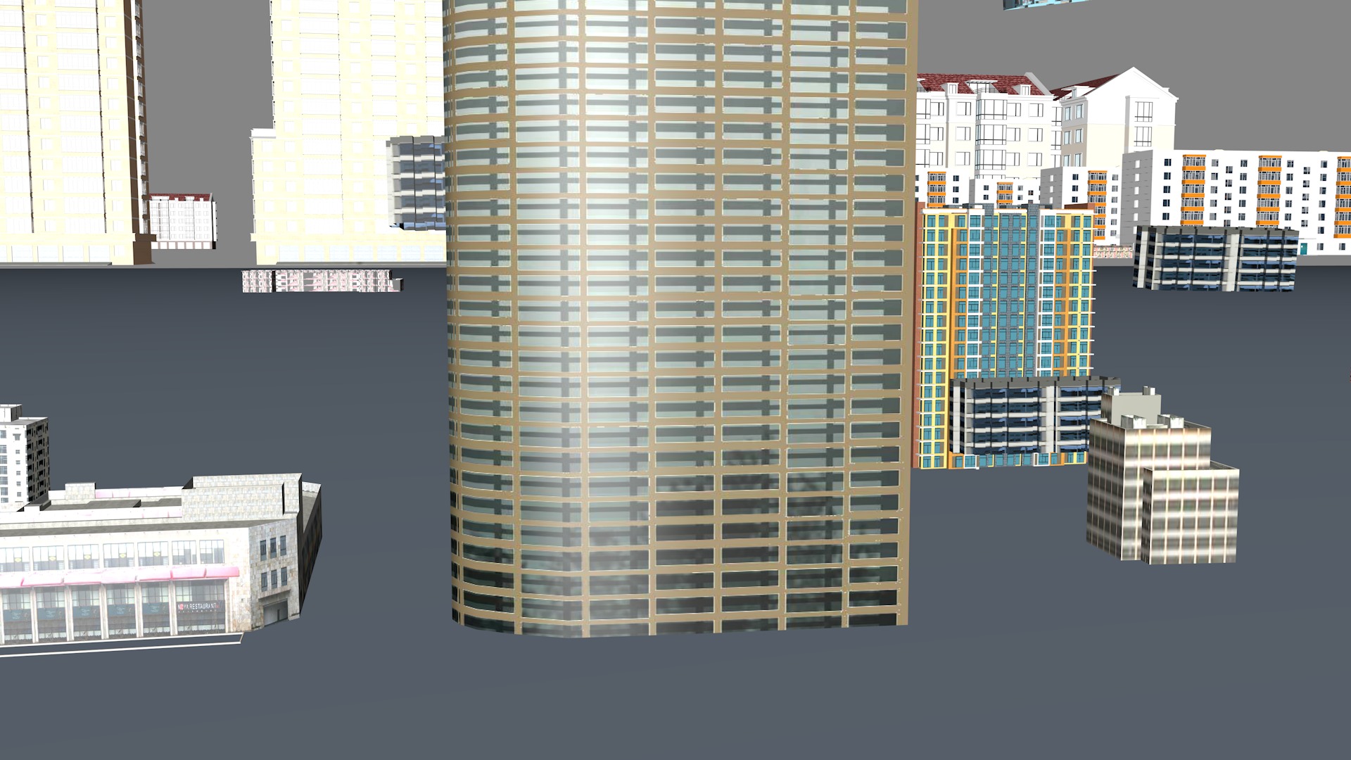 Modern birdseye view of urban planning Urban buildings office 3D model_5